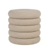 BROOKLYN Pouf coffre rond en tissu bouclette ø44cm