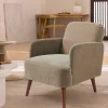 BROOKS Fauteuil rétro en tissu chenille pieds bois foncé