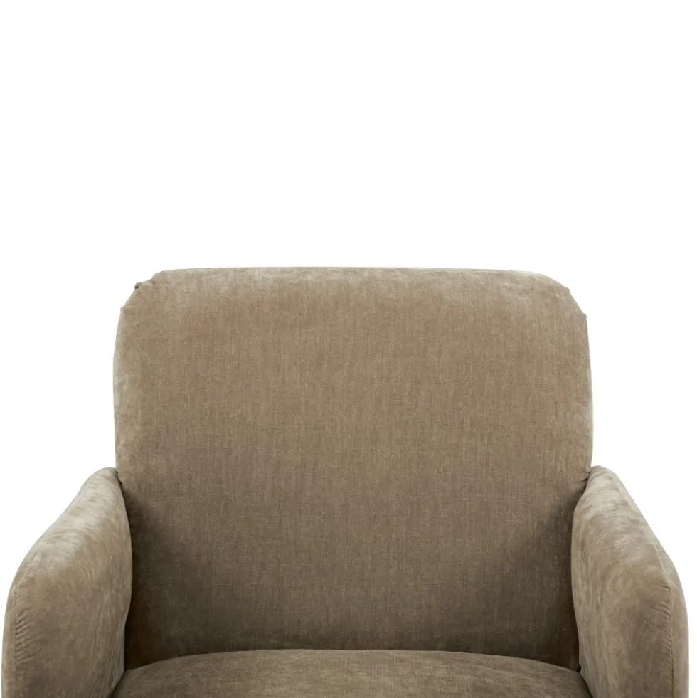 BROOKS Fauteuil rétro en tissu chenille pieds bois foncé