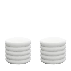 BUBBLE Lot de 2 poufs coffres ronds en tissu bouclette ø47cm