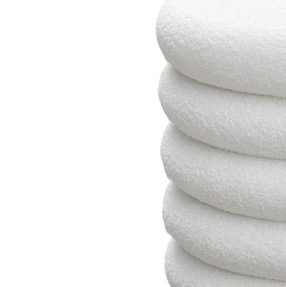 BUBBLE Lot de 2 poufs coffres ronds en tissu bouclette ø47cm