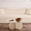 BULLY Table basse ronde en verre trempé et effet travertin ø75cm
