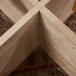 BULLY Table basse ronde en verre trempé et effet travertin ø75cm