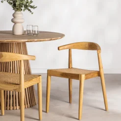 BUNGA Lot de 2 chaises en teck et cannage