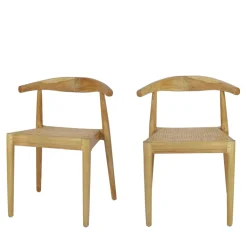 BUNGA Lot de 2 chaises en teck et cannage