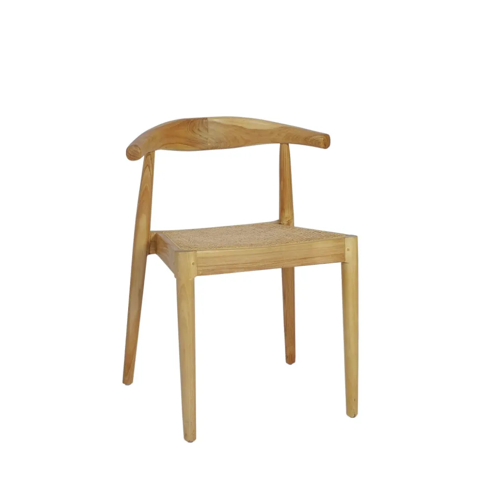 BUNGA Lot de 2 chaises en teck et cannage