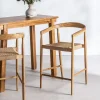BURI Lot de 2 fauteuils de bar en teck et corde tressé H65cm