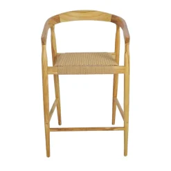 BURI Lot de 2 fauteuils de bar en teck et corde tressé H65cm