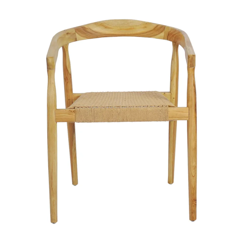 BURI Lot de 2 fauteuils de table en teck et corde tressé