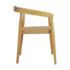 BURI Lot de 2 fauteuils de table en teck et corde tressé
