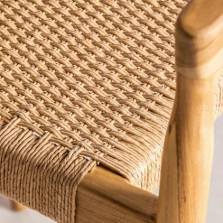 BURI Lot de 2 fauteuils de table en teck et corde tressé