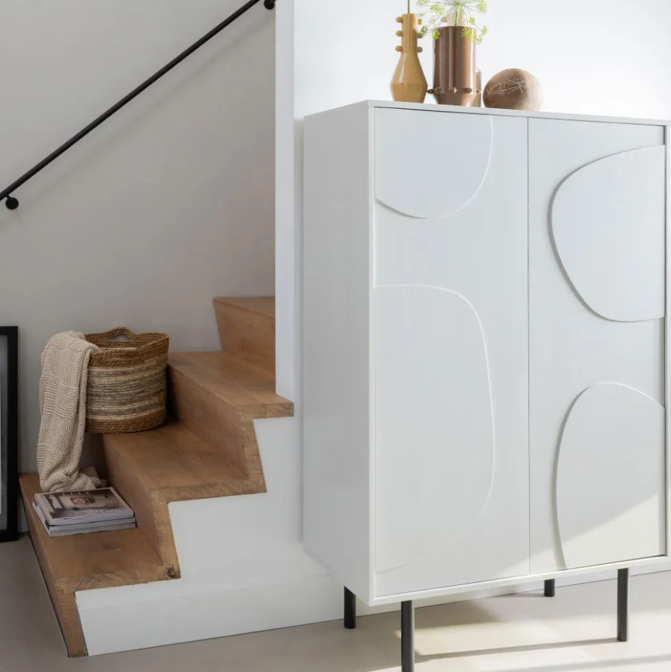 CADIZ Buffet haut 2 portes en bois H135cm