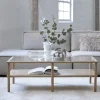 CAHIR Table basse en verre trempé et bois 120x60cm