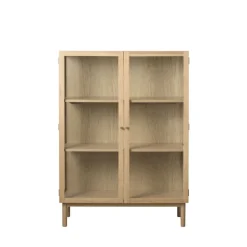 CAHIR Vitrine 2 portes en verre trempé et bois H140cm