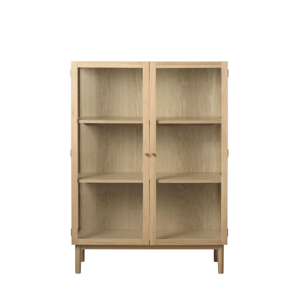 CAHIR Vitrine 2 portes en verre trempé et bois H140cm