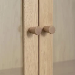 CAHIR Vitrine 2 portes en verre trempé et bois H140cm
