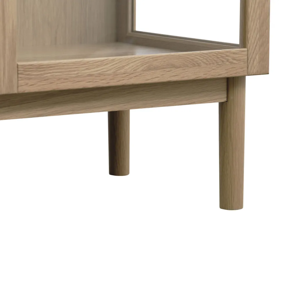 CAHIR Vitrine 2 portes en verre trempé et bois H140cm