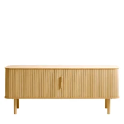 CALLAN Meuble TV aux portes coulissantes en bois strié L160cm