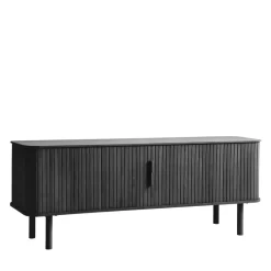 CALLAN Meuble TV aux portes coulissantes en bois strié L160cm
