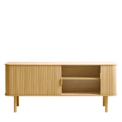 CALLAN Meuble TV aux portes coulissantes en bois strié L160cm