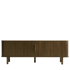 CALLAN Meuble TV aux portes coulissantes en bois strié L160cm