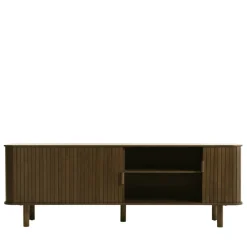 CALLAN Meuble TV aux portes coulissantes en bois strié L160cm