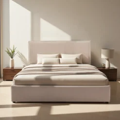 CAMA Lit coffre en velours côtelé 140x190cm