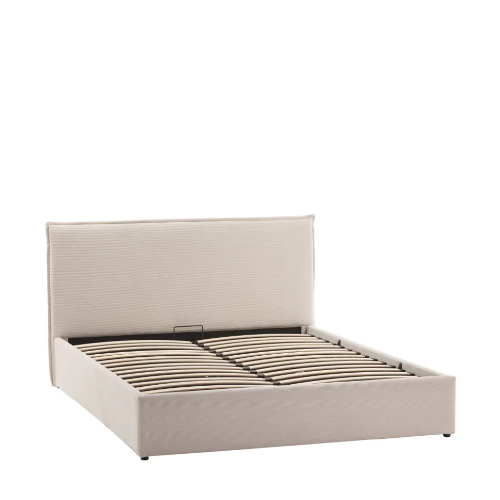 CAMA Lit coffre en velours côtelé 140x190cm