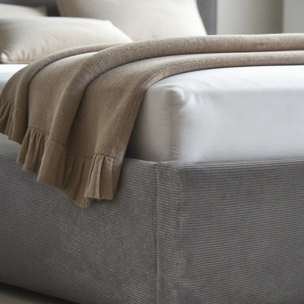 CAMA Lit coffre en velours côtelé 160x200cm