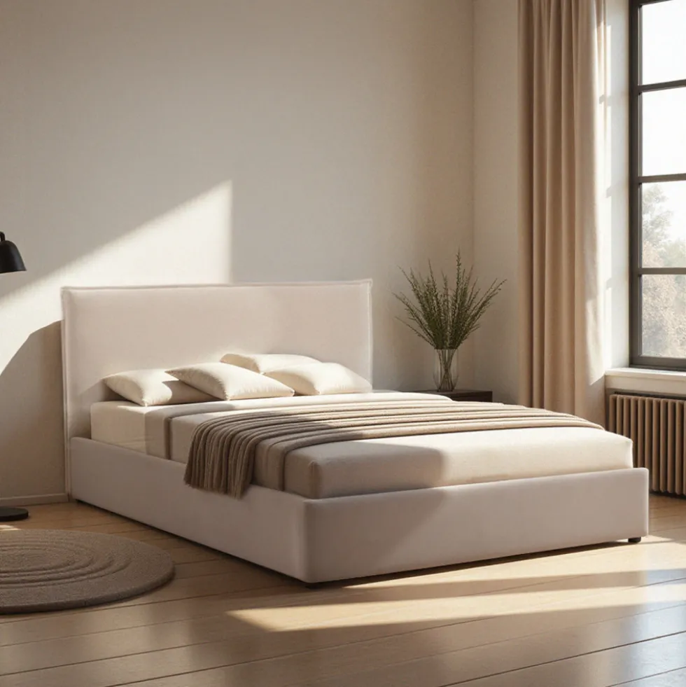 CAMA Lit coffre en velours côtelé 160x200cm