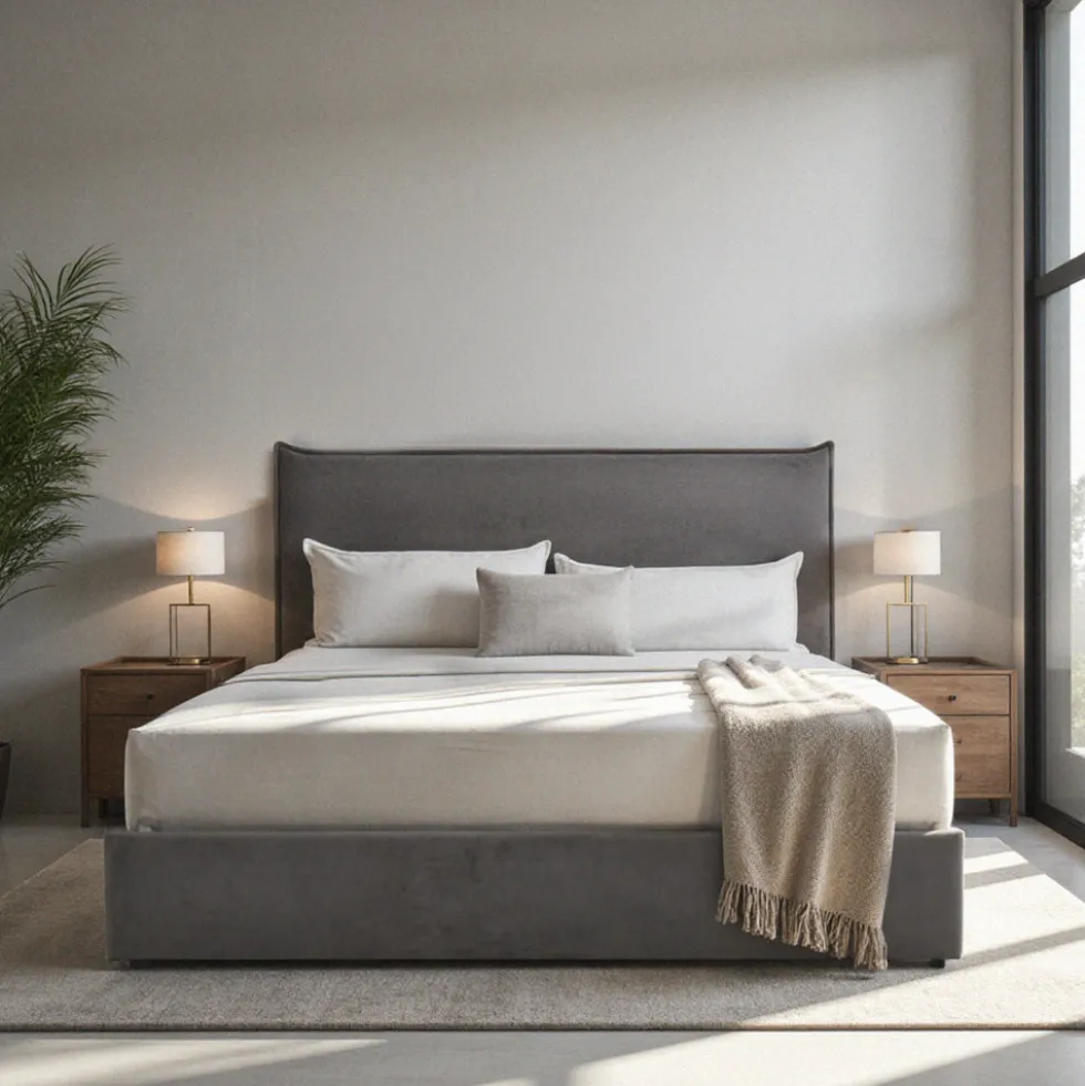 CAMA Lit coffre en velours côtelé 160x200cm