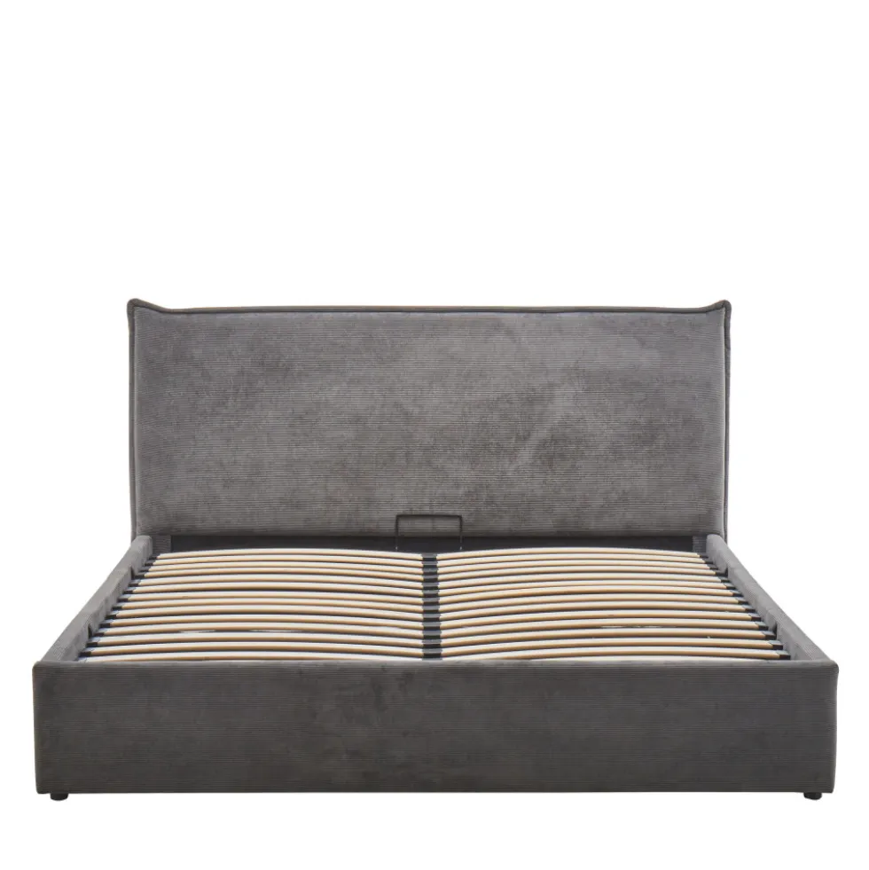CAMA Lit coffre en velours côtelé 160x200cm