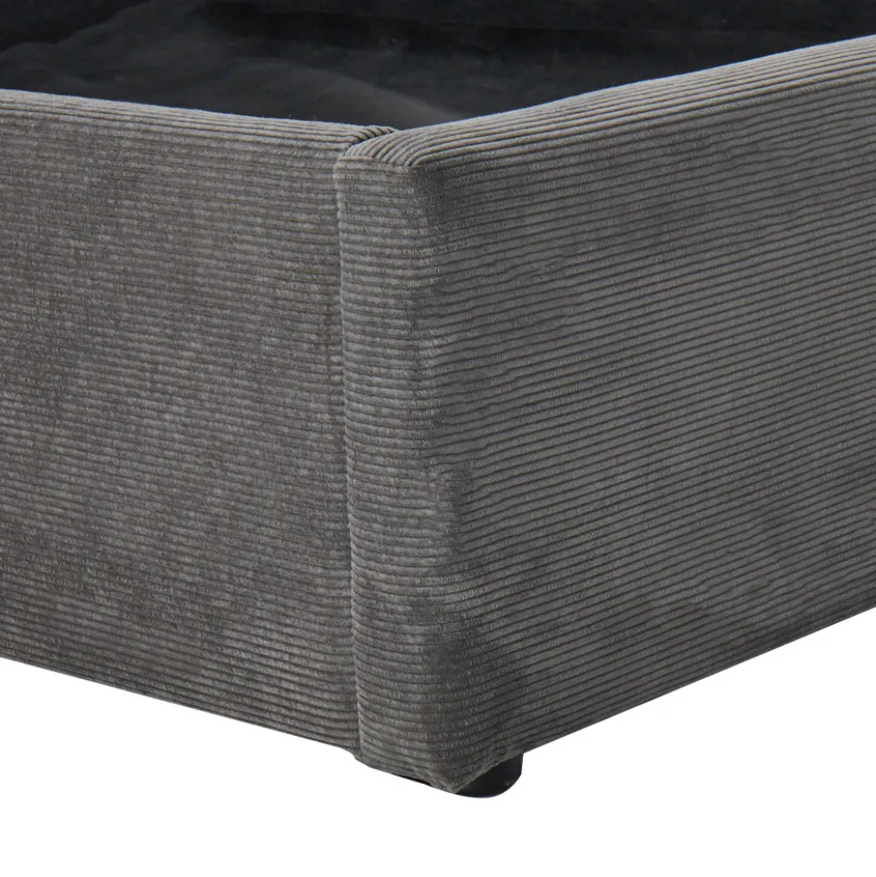 CAMA Lit coffre en velours côtelé 180x200cm