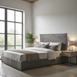 CAMA Lit coffre en velours côtelé 180x200cm
