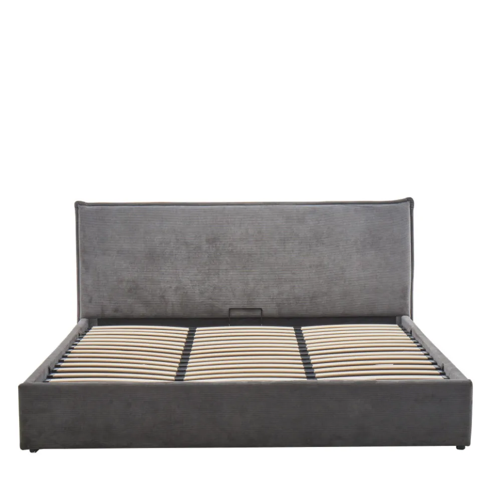 CAMA Lit coffre en velours côtelé 180x200cm