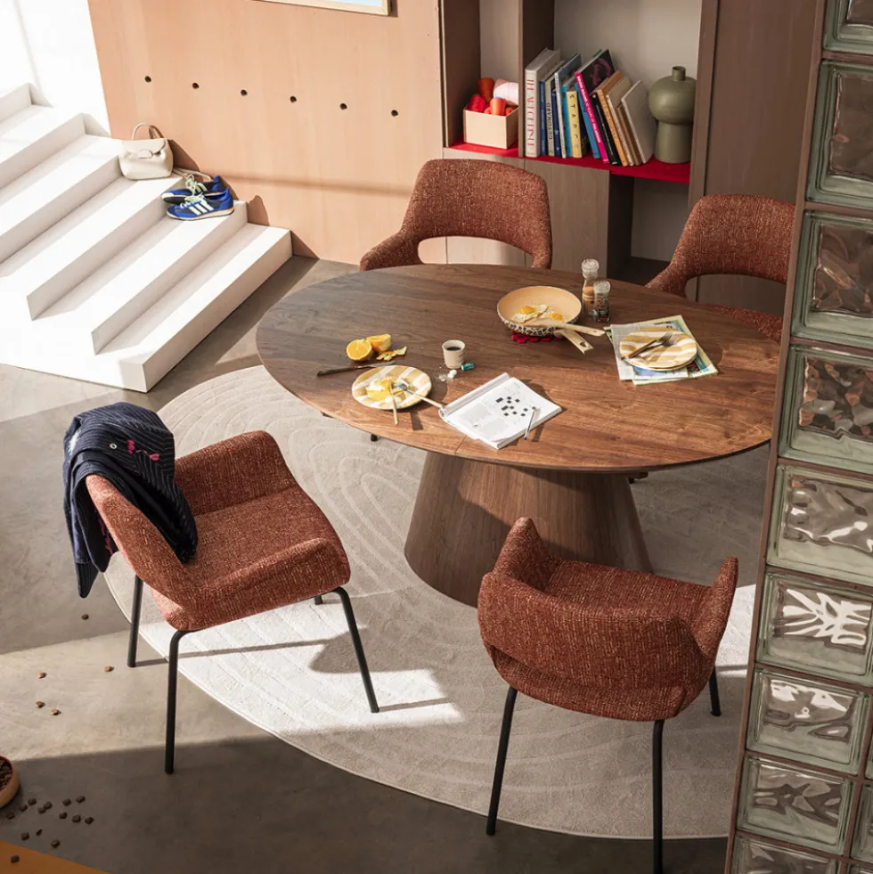 CAMI Table à manger extensible 6 à 8 personnes ovale en bois