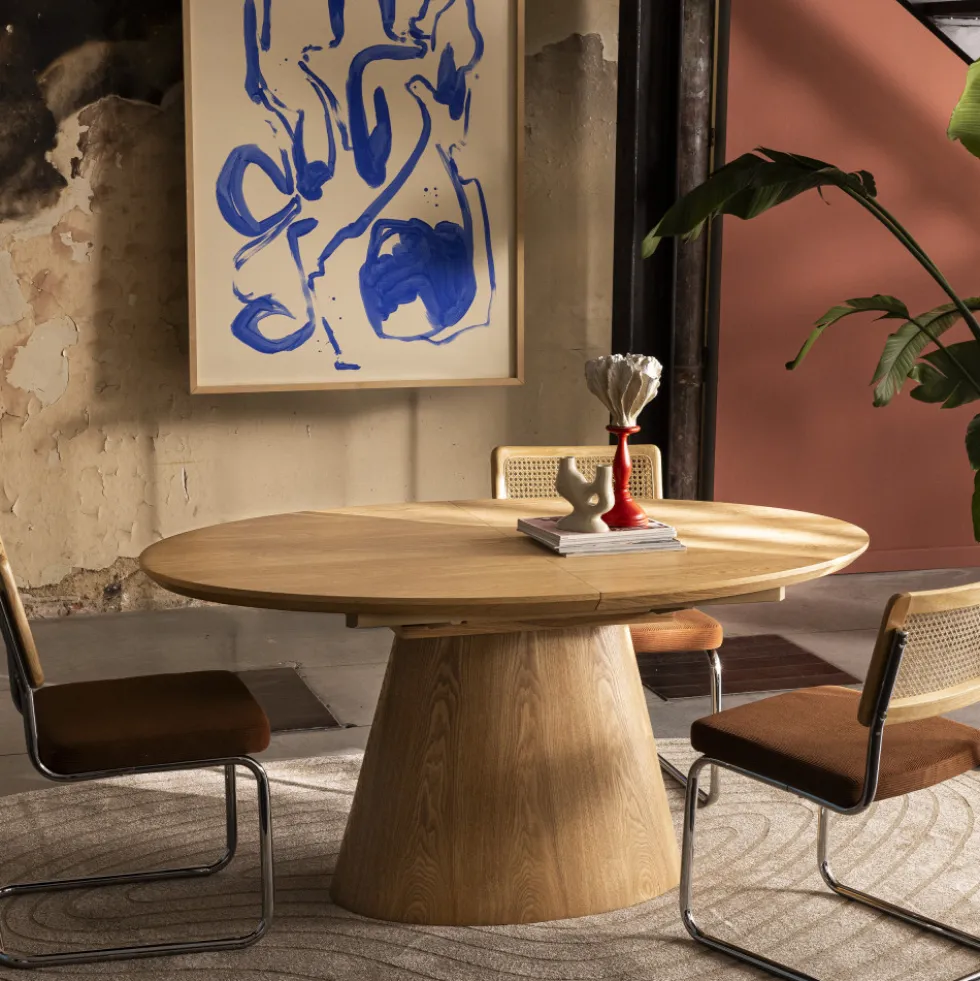 CAMI Table à manger extensible 6 à 8 personnes ovale en bois
