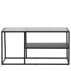 CAMPINAS Table basse 2 plateaux en verre et métal