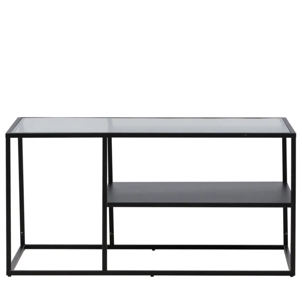 CAMPINAS Table basse 2 plateaux en verre et métal