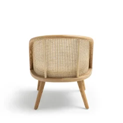 CANDICE Fauteuil en tissu bouclette et rotin