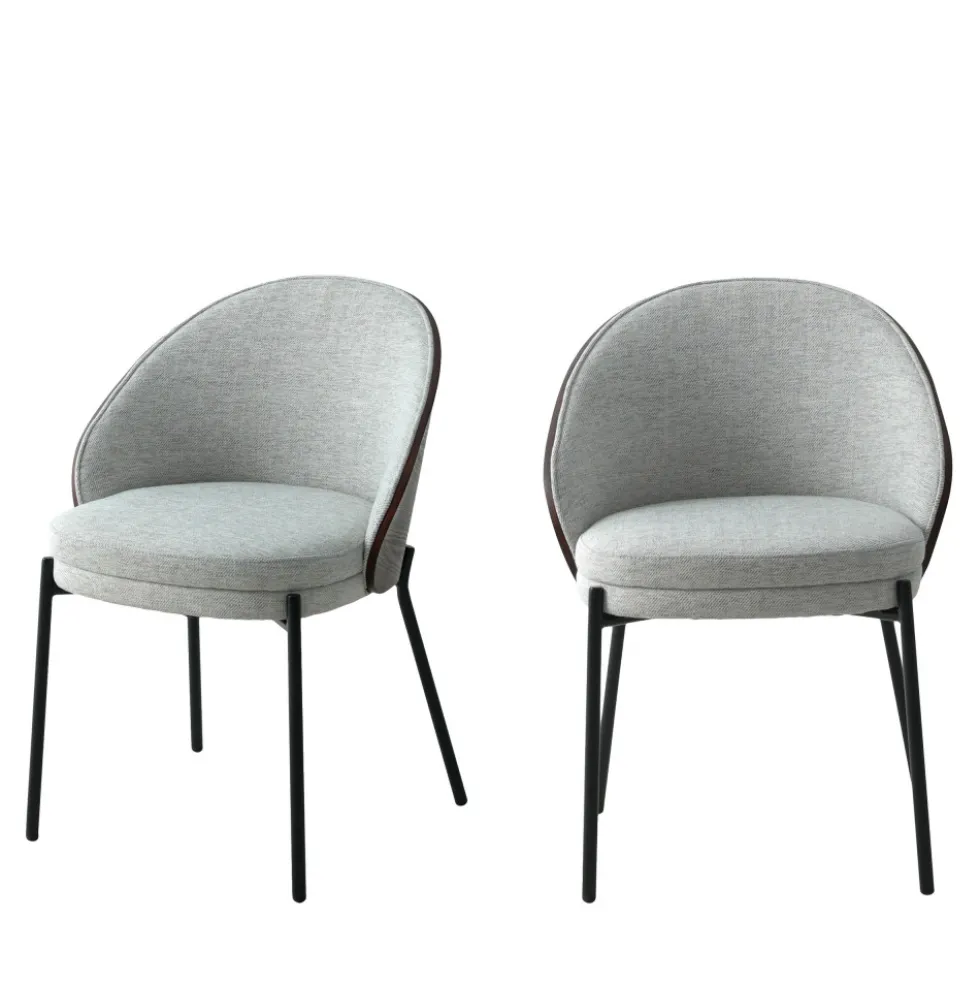 CANELAS Lot de 2 chaises en tissu et métal