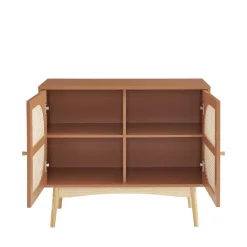 CANNO Buffet 2 portes en bois et cannage L90cm