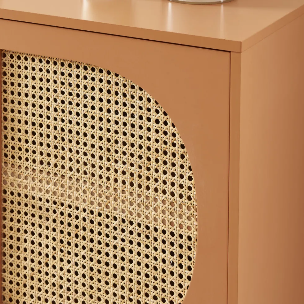 CANNO Buffet 2 portes en bois et cannage L90cm