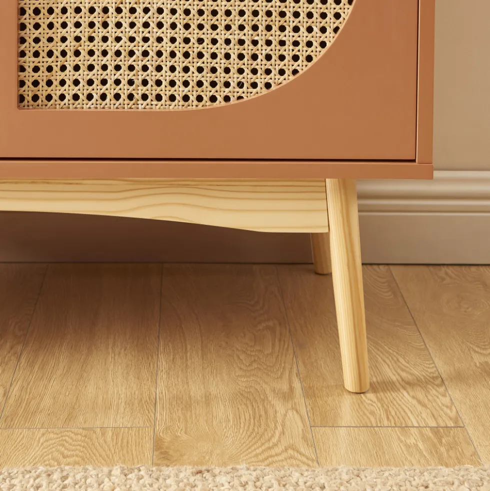 CANNO Buffet 2 portes en bois et cannage L90cm