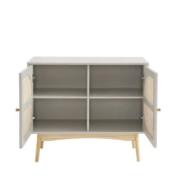 CANNO Buffet 2 portes en bois et cannage L90cm