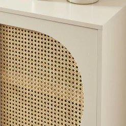 CANNO Buffet 2 portes en bois et cannage L90cm
