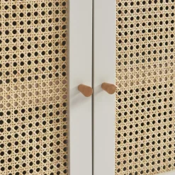 CANNO Buffet 2 portes en bois et cannage L90cm