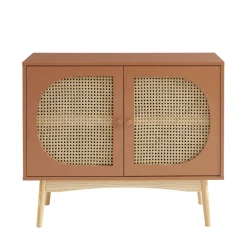 CANNO Buffet 2 portes en bois et cannage L90cm
