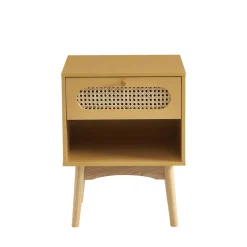 CANNO Table de chevet enfant 1 tiroir en bois et cannage
