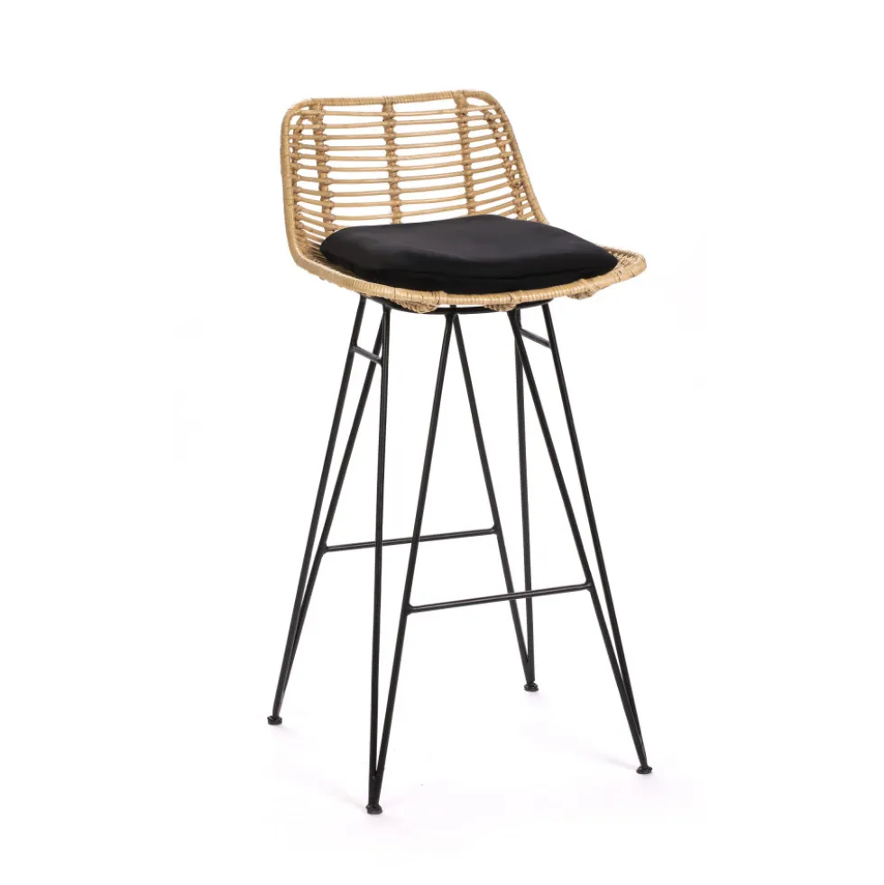 CAPURGANA Lot de 2 chaises de bar design en rotin H 67 cm